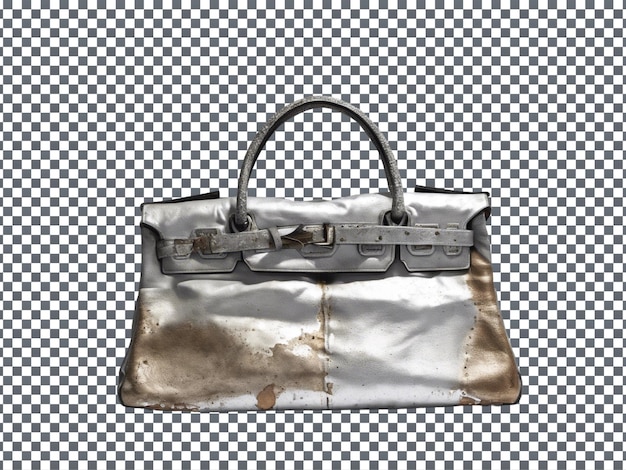 PSD 70s Leather Bag isolated on Transparent Background