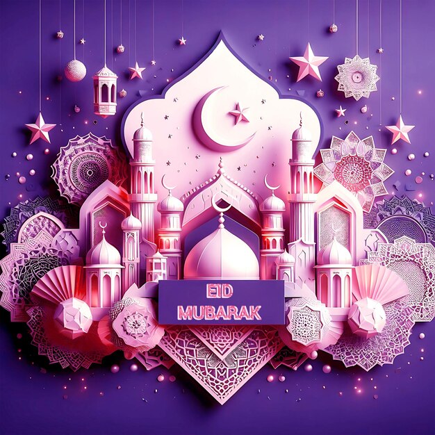 PSD Abastract Eid Mubarak Muslim celebrations Islamic colorful background desin