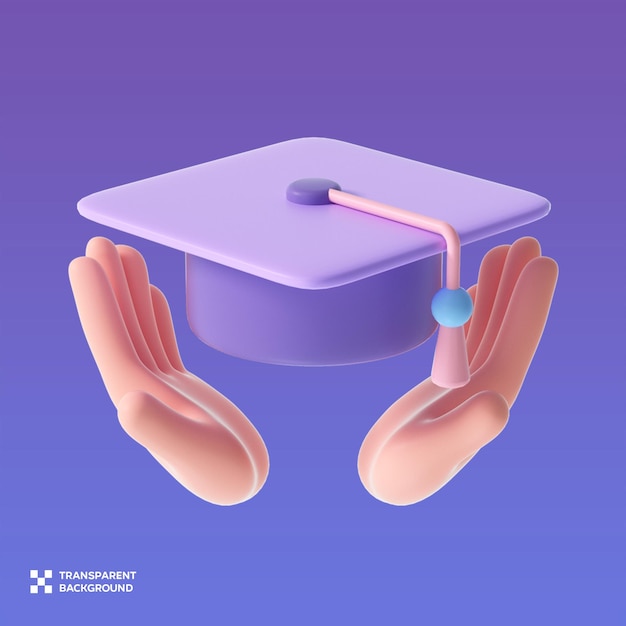 PSD psd academic cap 3d illustration