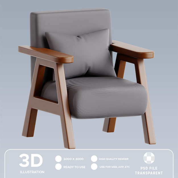 PSD Accent chair 3D Illustration