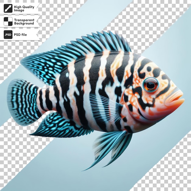 PSD african cichlid fish on transparent background with editable mask layer