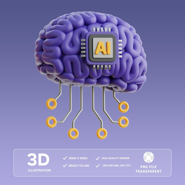 PSD ai brain 3D Illustration