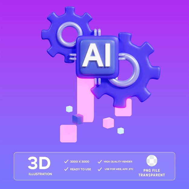 PSD ai process 3D Illustration