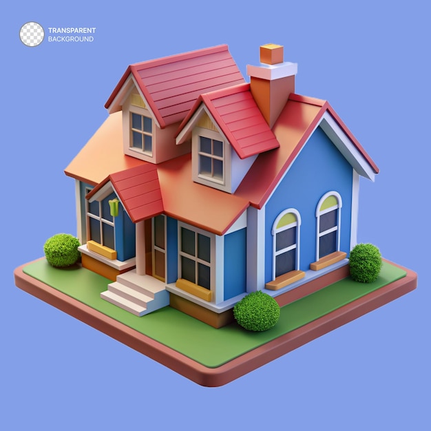 PSD psd american house 3d icon illustration