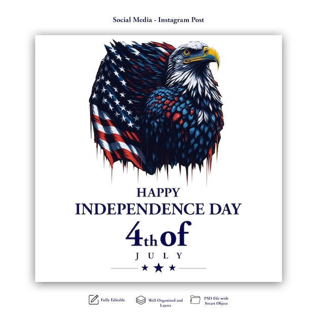 PSD American independence day social media post design