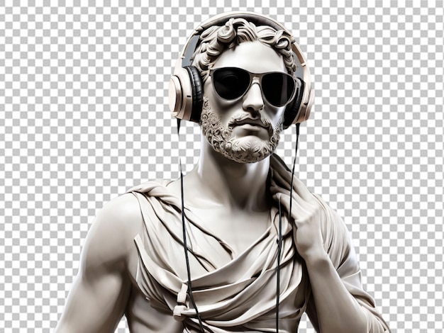 PSD of a Ancient Greek sculpture wearing headphone