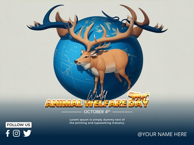 PSD animal day poster design template