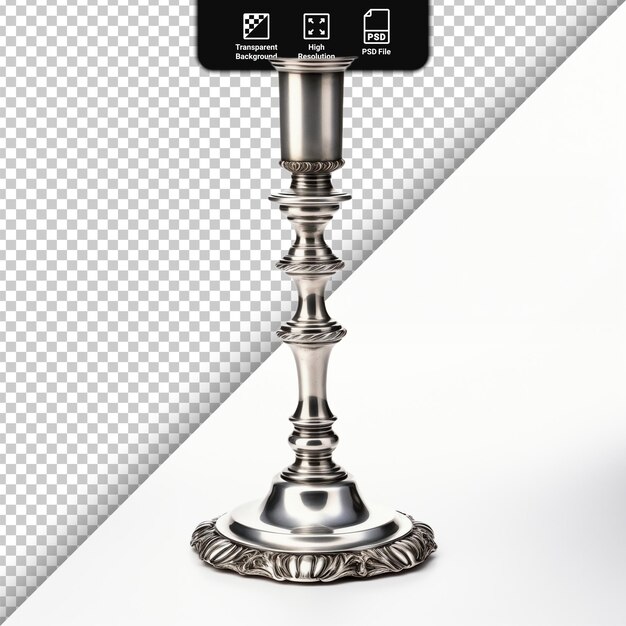 PSD psd antique silver candlestick isolated on transparent background