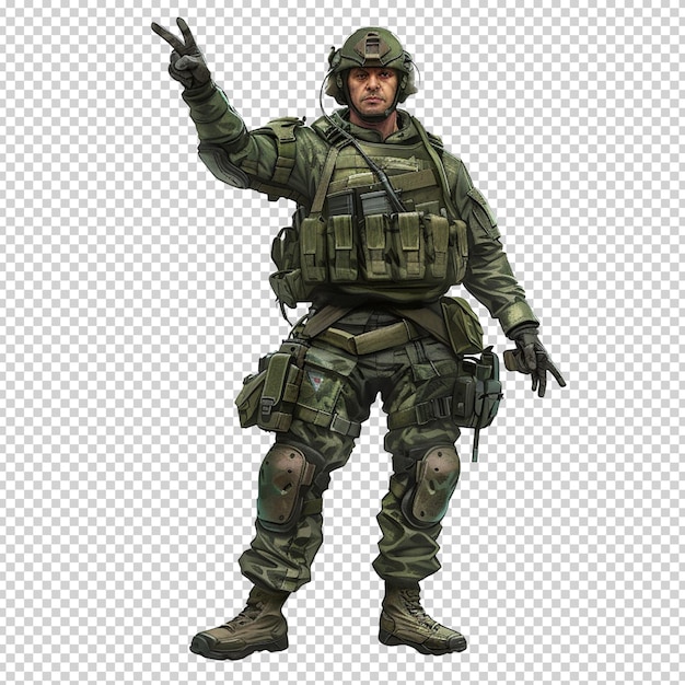 PSD army soldier with the gun isolated object on transparent background PNG