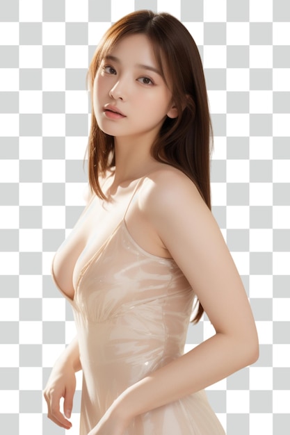 Psd asian sexy woman isolated on transparent background