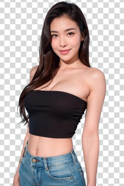 Psd Asian sexy woman on transparent background