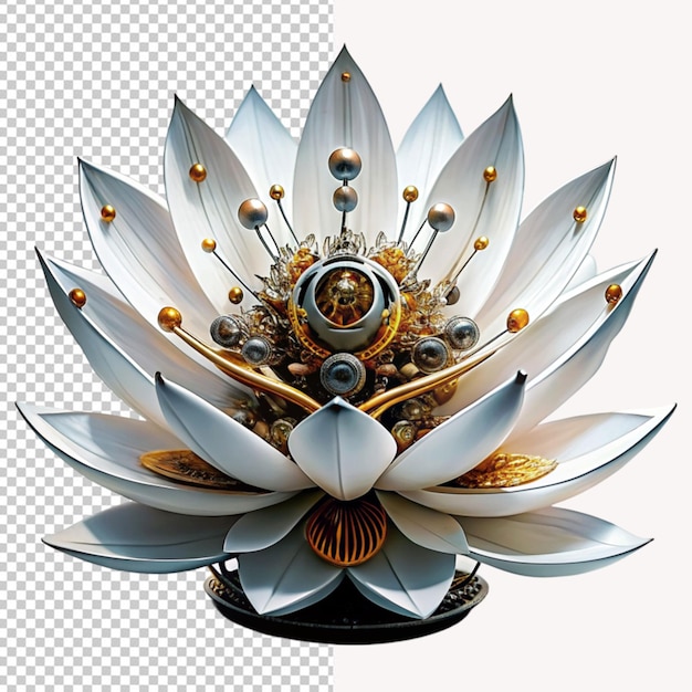 PSD of a attractive bio mechanical lotus on transparent background