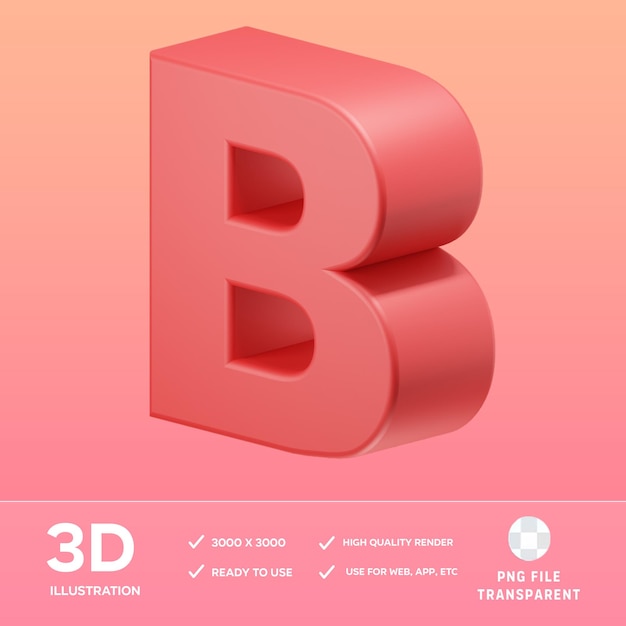 PSD psd b alphabet 3d illustration