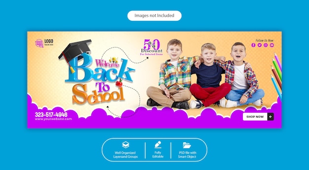 PSD back to school facebook cover banner template