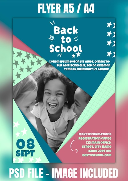 PSD psd back to school flyer template with included image for captivating promotions