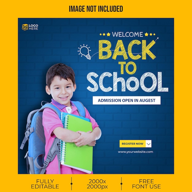 PSD back to school social media post template