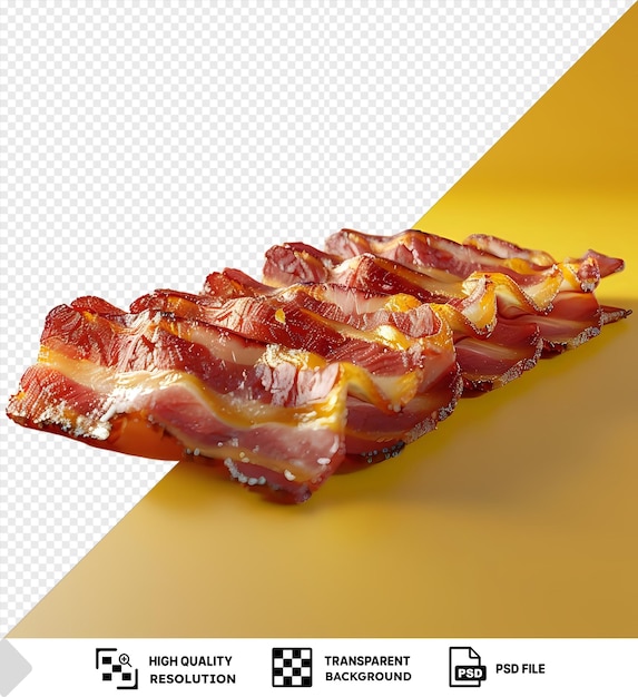 psd bacon slices mockup on a yellow background png