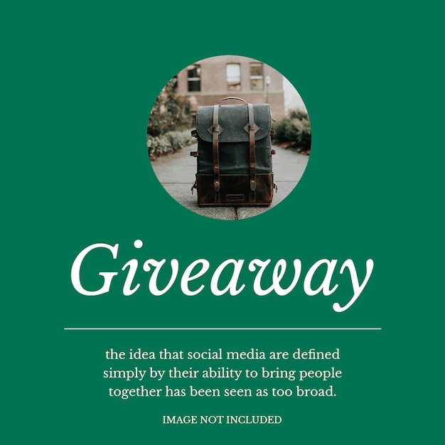 PSD psd bag give away with green background collection for social media and instagram post template