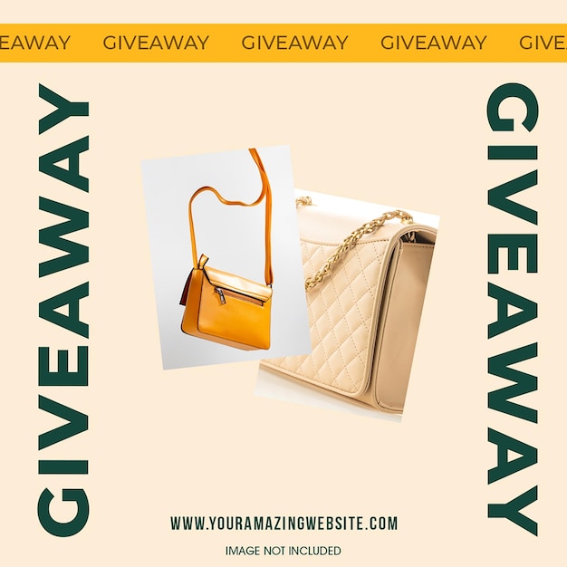 PSD Bag giveaway on cream background instagram post template