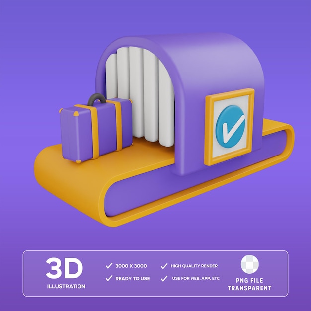 PSD Baggage inspection 3D Illustration