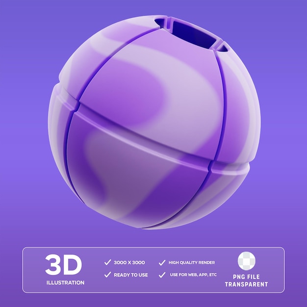 PSD psd ball gradient purple abstract shape 3d illustration