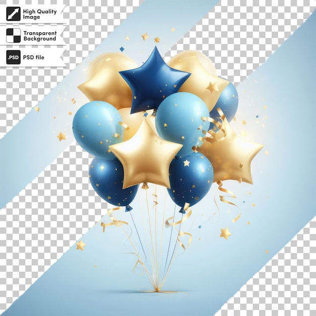 PSD balloons and stars on transparent background