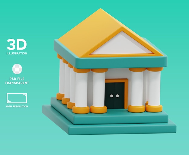 PSD psd bank building 3d illustration