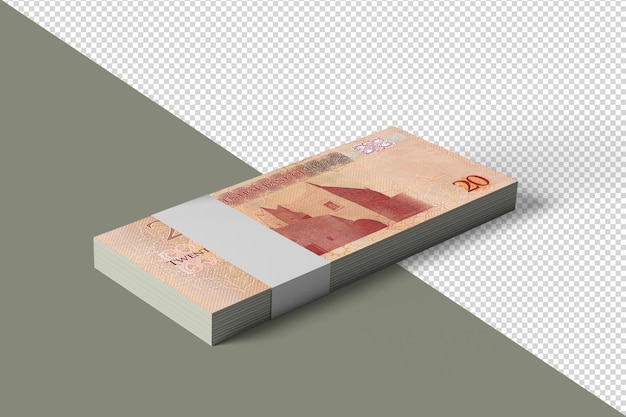 PSD banknote of twenty Libyan dinars realistic money isolated