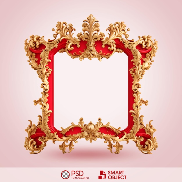 PSD Baroque Frame Red Gold transparent background