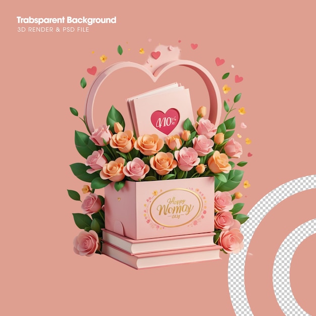 PSD basket flower element isolated 3d object