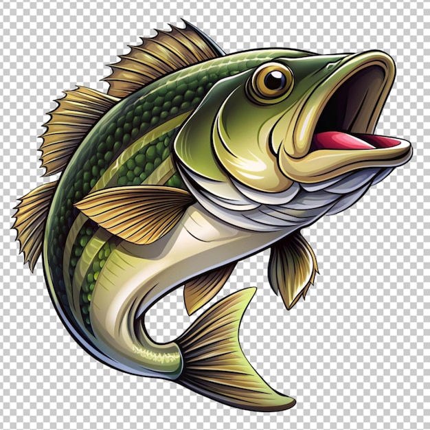 PSD psd of a bass fish cartoon on transparent background