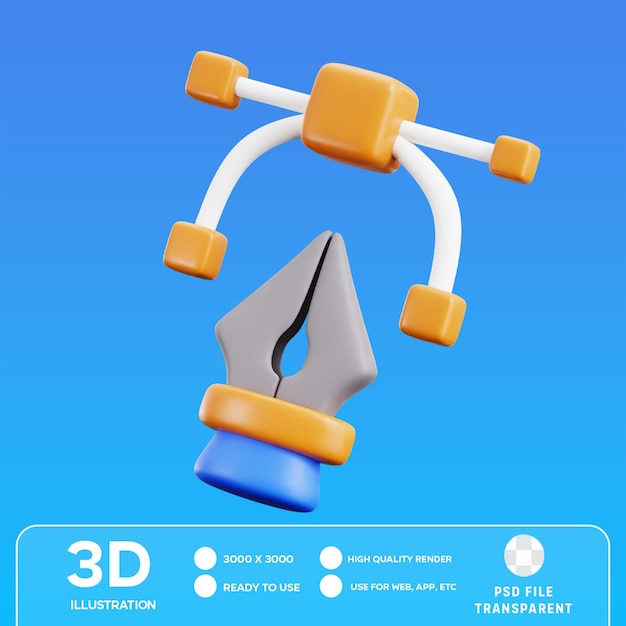 PSD psd bazier tool 3d illustration