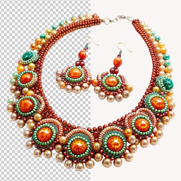 PSD of a beaded jewellery isolated on transparent background