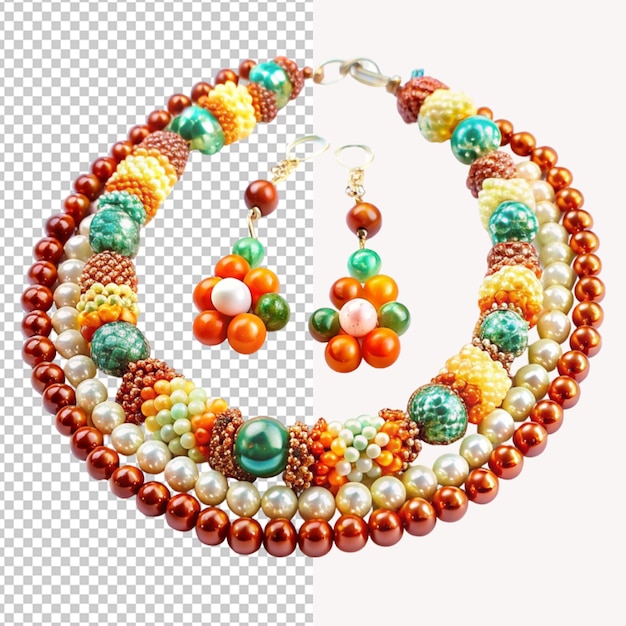 PSD of a beaded jewellery isolated on transparent background