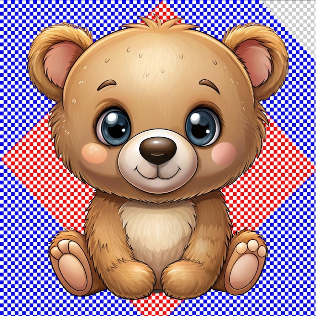 PSD psd of a beautiful and cute cartoon bear on transparent background