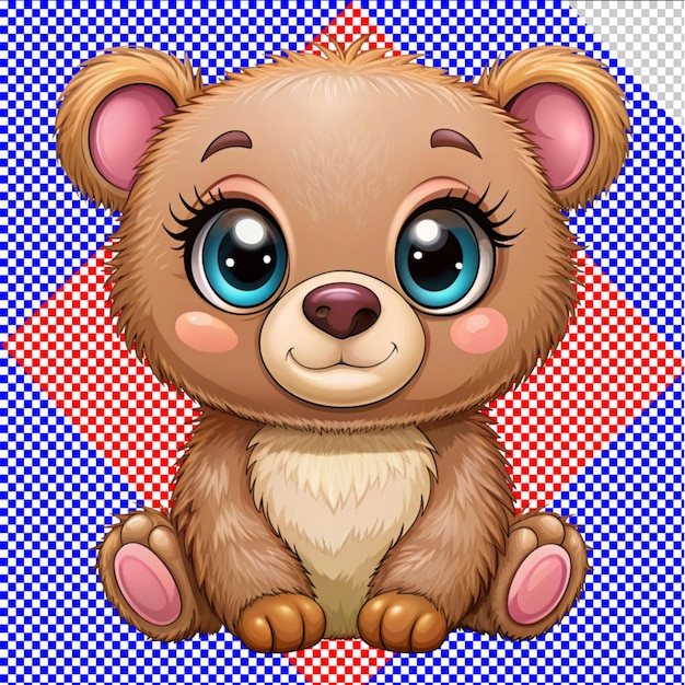 PSD psd of a beautiful and cute cartoon bear on transparent background