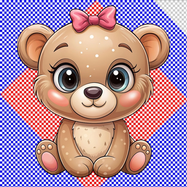 PSD psd of a beautiful and cute cartoon bear on transparent background