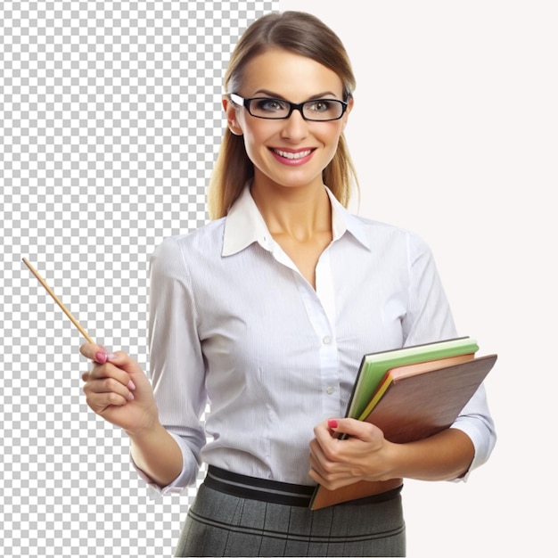 PSD of a beautiful teacher isolated on transparent background