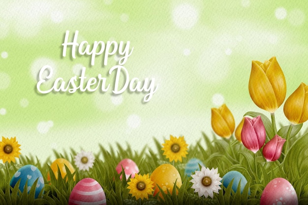 PSD psd beautiful water color easter day background design template