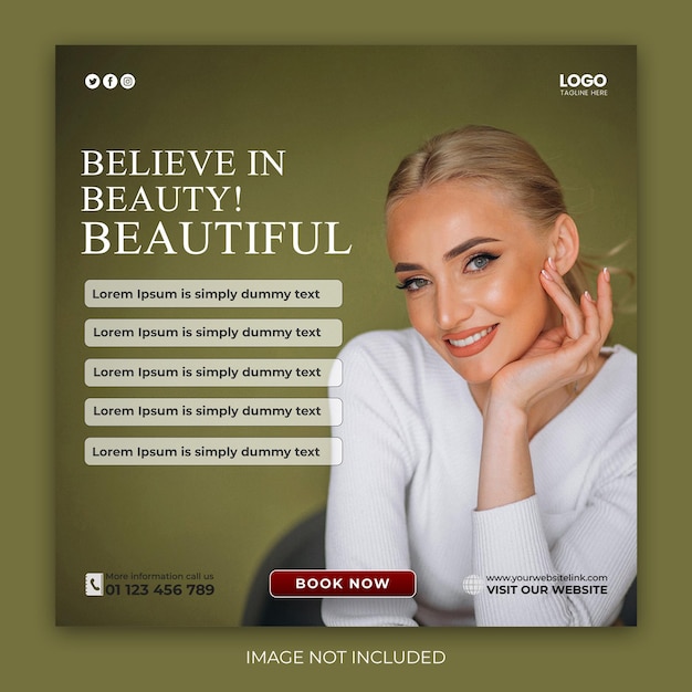 PSD psd beauty concept instagram posts social media banner template