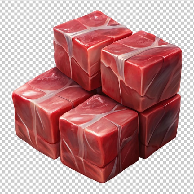 PSD of a beef cubes with real look isolated on transparent background