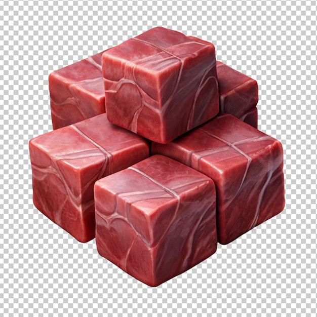 PSD of a beef cubes with real look isolated on transparent background