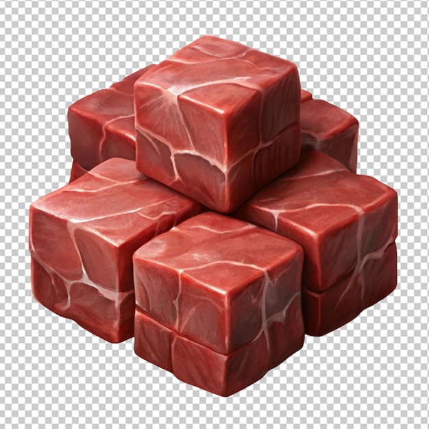 PSD of a beef cubes with real look isolated on transparent background