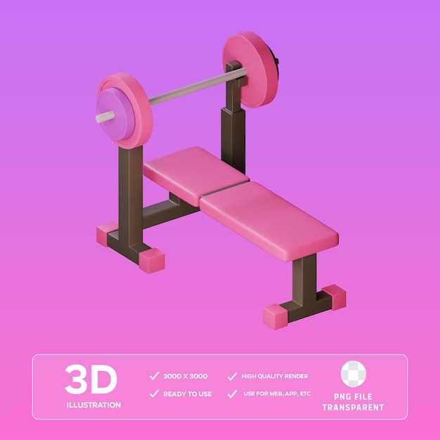 PSD psd bench press 3d illustration