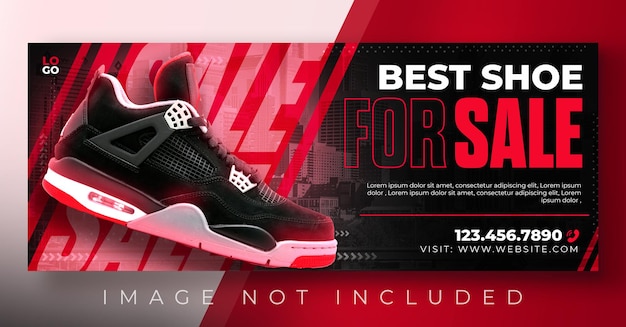 PSD psd best shoes for sale black and red advertisement for social media facebook cover banner template