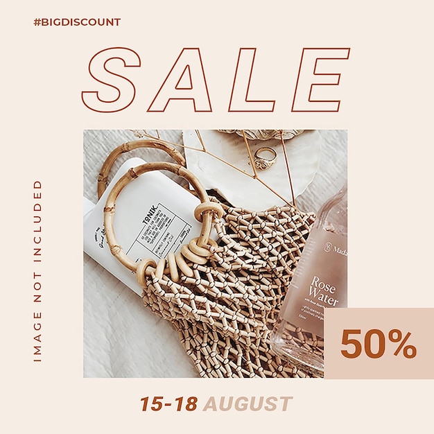 PSD Big sale with brown background design instagram post template