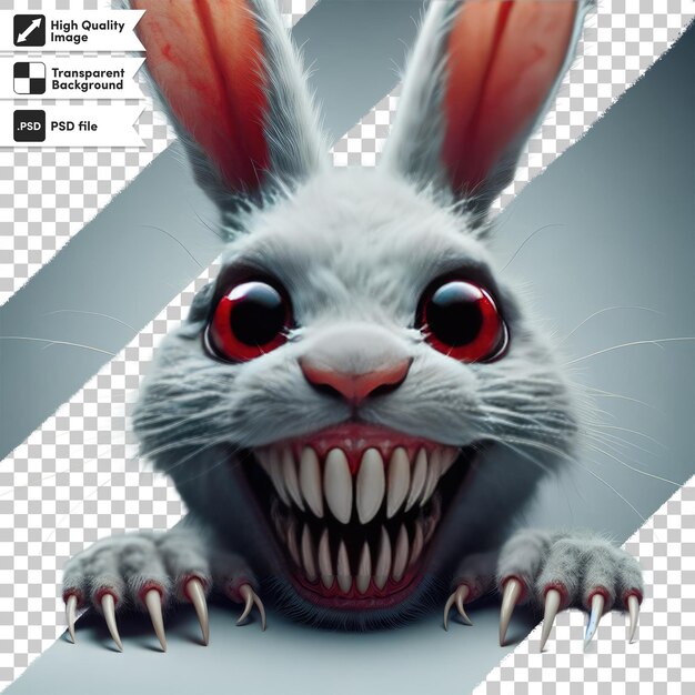 PSD psd the big scary rabbit on transparent background with editable mask layer