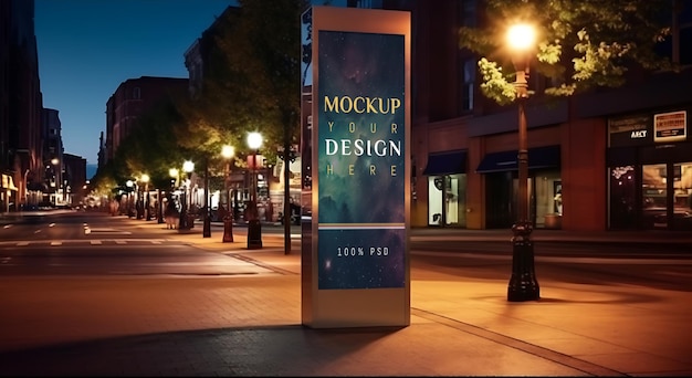 PSD billboard mockup in city at night