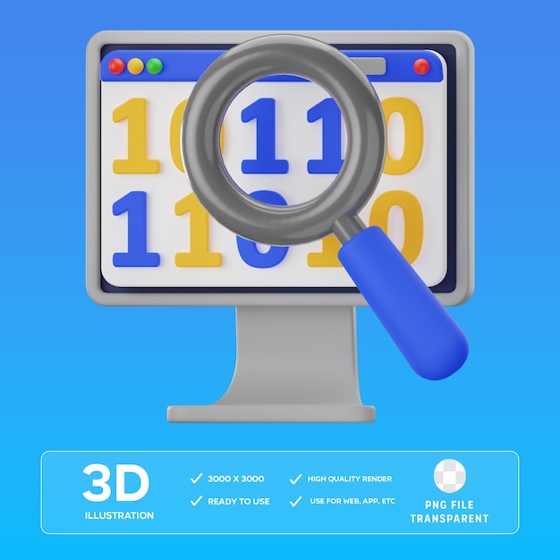 PSD Binary Code 3D Illustration