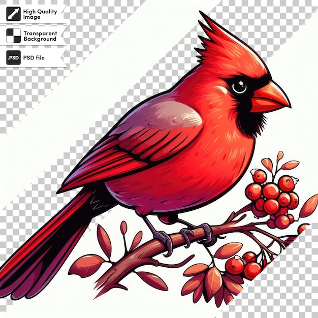 PSD psd bird northern cardinal winter bird on transparent background